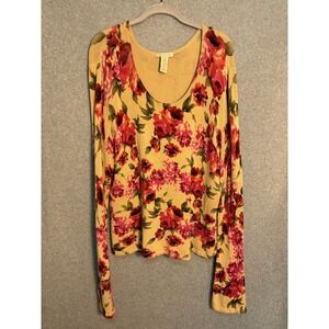 Apostrophe Floral Slouchy Sweater Top Women's S Oversized Boho Cottagecore Soft